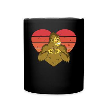 Valentinstag Herztag Amor Bigfoot Gläubiger - Tasse einfarbig - Schwarz - Vorne
