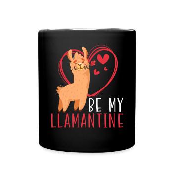 Valentinstag Herztag Amor Liebe Lama Liebhaber - Tasse einfarbig - Schwarz - Vorne