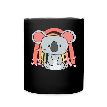 Valentinstag Herztag Amor Liebe Lama Koala - Tasse einfarbig - Schwarz - Vorne