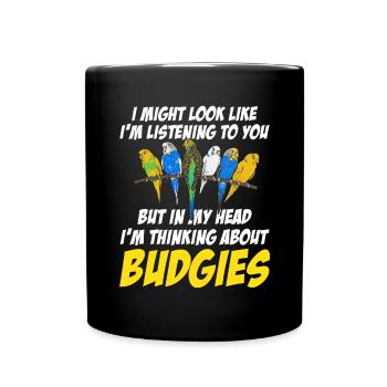 Budgerigar Perruche Oiseau Cadeau pour animaux de compagnie - Mug uni - noir - Devant