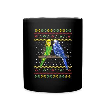 Budgerigar Parakeet Bird Pet Gift - Full Colour Mug - black - Front