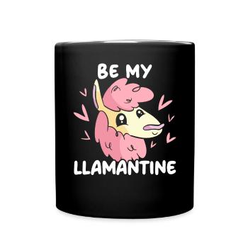 Valentinstag Herztag Amor Liebe Lama Liebhaber - Tasse einfarbig - Schwarz - Vorne