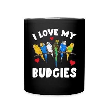 Budgerigar Parakeet Bird Pet Gift - Full Colour Mug - black - Front