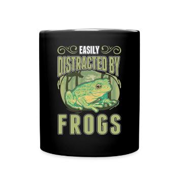 Easily distracted by Frogs Frosch - Full Colour Mug - black - Front