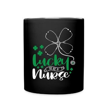 Lucky To Be A Nurse - Full Colour Mug - black - Front