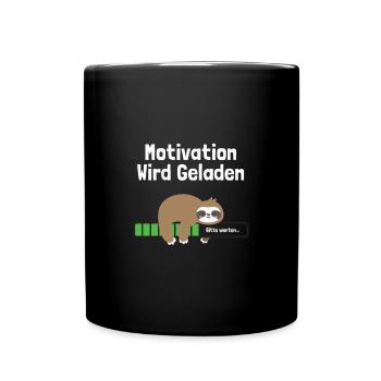 Motivation Wird Geladen Faultier Lustig - Tasse einfarbig - Schwarz - Vorne