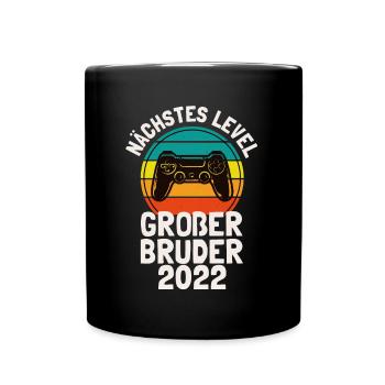 Nächstes Level Großer Bruder 2022 Gamer - Tasse einfarbig - Schwarz - Vorne