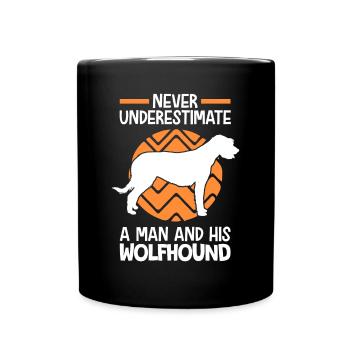 Woman with Irish Wolfhound Irish Wolfhound - Full Colour Mug - black - Front