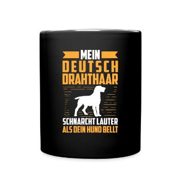Deutsch Drahthaar schnarcht lauter Jagdhund - Tasse einfarbig - Schwarz - Vorne