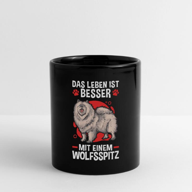 Leben mit Wolfsspitz deutscher Spitz Keeshond Tasse einfarbig