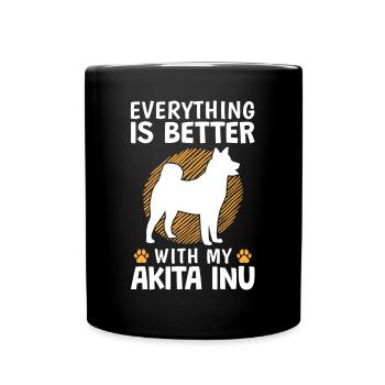 Tout va mieux avec Akita Inu Spitz japonais - Mug uni - noir - Devant