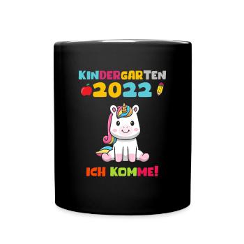 Kindergarten 2022 Ich Komme Kindergarten Einhorn - Tasse einfarbig - Schwarz - Vorne