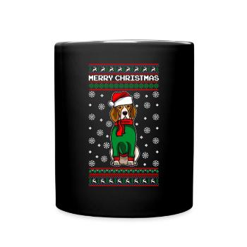 Beagle Merry Christmas Dog - Full Colour Mug - black - Front