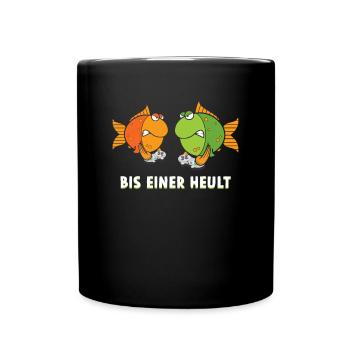 Bis Einer Heult Gamer Fisch - Tasse einfarbig - Schwarz - Vorne