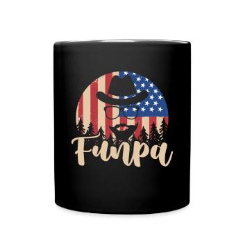Funpa Us Flag Papa Opa Vatertag - Tasse einfarbig - Schwarz - Vorne