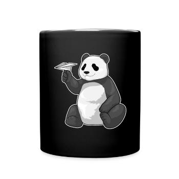 Panda Paper Plane - Full Colour Mug - black - Front