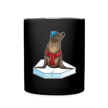 Seehund Eisscholle - Tasse einfarbig - Schwarz - Vorne