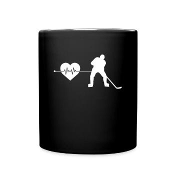 Eishockey Herzschlag - Tasse einfarbig - Schwarz - Vorne
