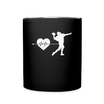 Football Rugby Herzschlag - Tasse einfarbig - Schwarz - Vorne