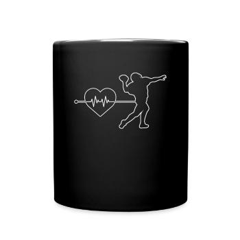 Football Rugby Herzschlag - Tasse einfarbig - Schwarz - Vorne