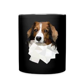 Kooikerhondje im Polygon Style - Tasse einfarbig - Schwarz - Vorne