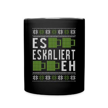 Es eskaliert eh Ugly Christmas Sweater - Flamingo - Tasse einfarbig - Schwarz - Vorne