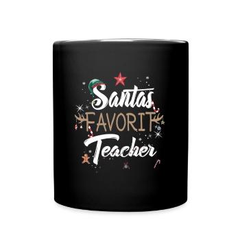 Santas Lieblingslehrer zur Weihnachtszeit - Tasse einfarbig - Schwarz - Vorne