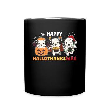 Happy Hallothanksmas Dalmatian Christmas - Full Colour Mug - black - Front