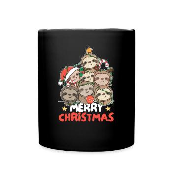 Paresseux arbre de Noël Joyeux Noël - Mug uni - noir - Devant