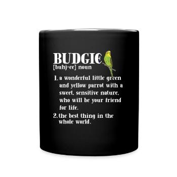 Budgerigar Parakeet Bird Pet Gift - Full Colour Mug - black - Front