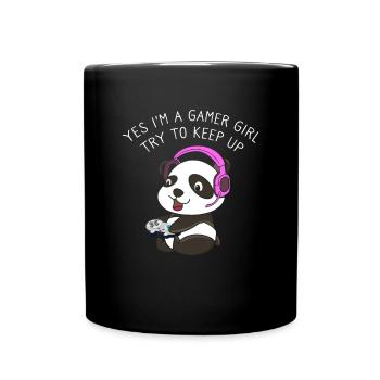 Oui, je suis une fille de joueur Essayez de garder Gamer Panda - Mug uni - noir - Devant