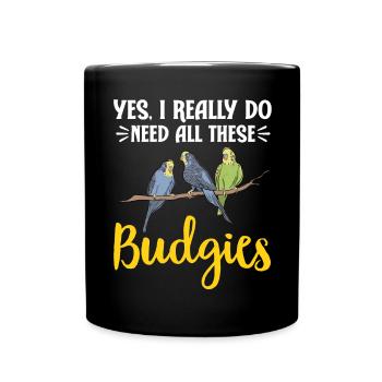 Budgerigar Parakeet Bird Pet Gift - Full Colour Mug - black - Front