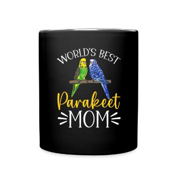 Budgerigar Parakeet Bird Pet Gift - Full Colour Mug - black - Front