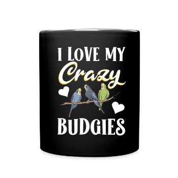 Budgerigar Parakeet Bird Pet Gift - Full Colour Mug - black - Front