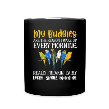 Budgerigar Perruche Oiseau Cadeau pour animaux de compagnie - Mug uni - noir - Devant