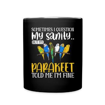 Budgerigar Perruche Oiseau Cadeau pour animaux de compagnie - Mug uni - noir - Devant
