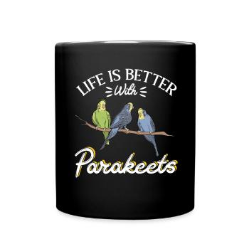 Budgerigar Parakeet Bird Pet Gift - Full Colour Mug - black - Front