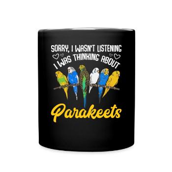 Budgerigar Parakeet Bird Pet Gift - Full Colour Mug - black - Front