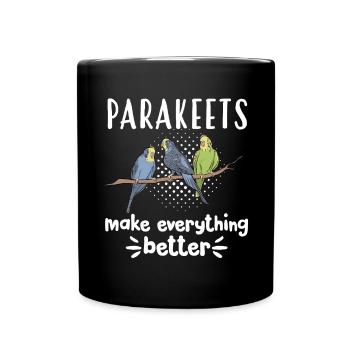 Budgerigar Parakeet Bird Pet Gift - Full Colour Mug - black - Front