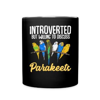 Budgerigar Parakeet Bird Pet Gift - Full Colour Mug - black - Front