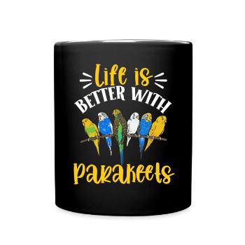 Budgerigar Perruche Oiseau Cadeau pour animaux de compagnie - Mug uni - noir - Devant