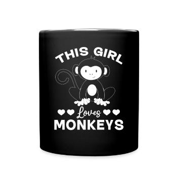 Orangutan Monkey Lover - This Girl loves Monkeys - Full Colour Mug - black - Front