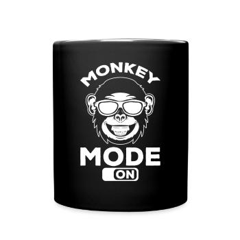 Monkey Mode On - Orangutan Monkey Funny Monkey - Full Colour Mug - black - Front