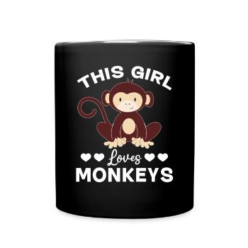 This Girl loves Monkeys - Orangutan Monkey Lover - Full Colour Mug - black - Front