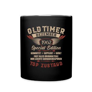 Oldtimer Dezember 1962 Jahrgang Geburtstag - Tasse einfarbig - Schwarz - Vorne