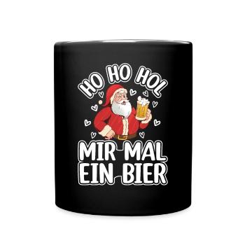 Ho Ho Hol Mir Mal Ein Bier - Lustiger Weihnachtsma - Tasse einfarbig - Schwarz - Vorne