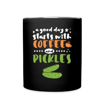 Starts With Coffee and Pickles - Full Colour Mug - black - Front