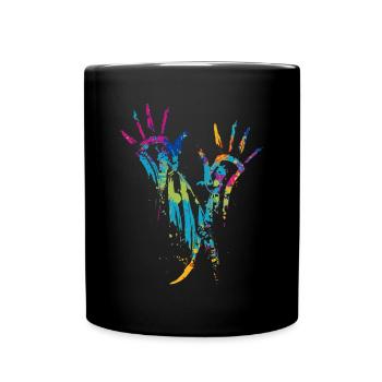 Colorful hands Blaze of color - Full Colour Mug - black - Front