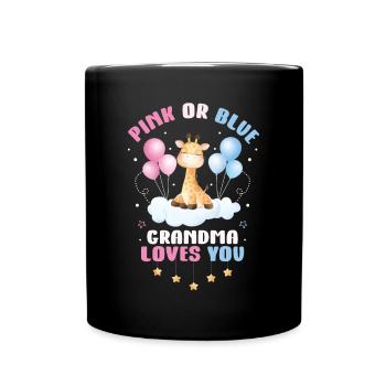 Pink Or Blue Grandma Loves You - Full Colour Mug - black - Front