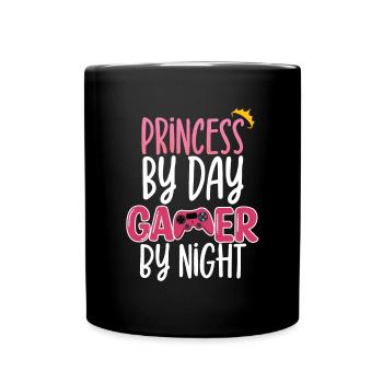 Princesse le jour Joueur la nuit - Mug uni - noir - Devant